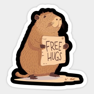 Free Hugs! Romantic Capibara Sticker